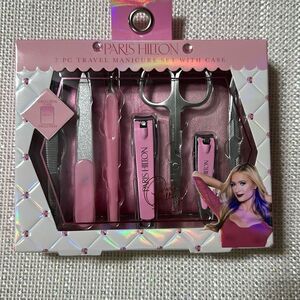 Paris Hilton Pink 7 Piece Pedi Manicure Set Travel Case Included